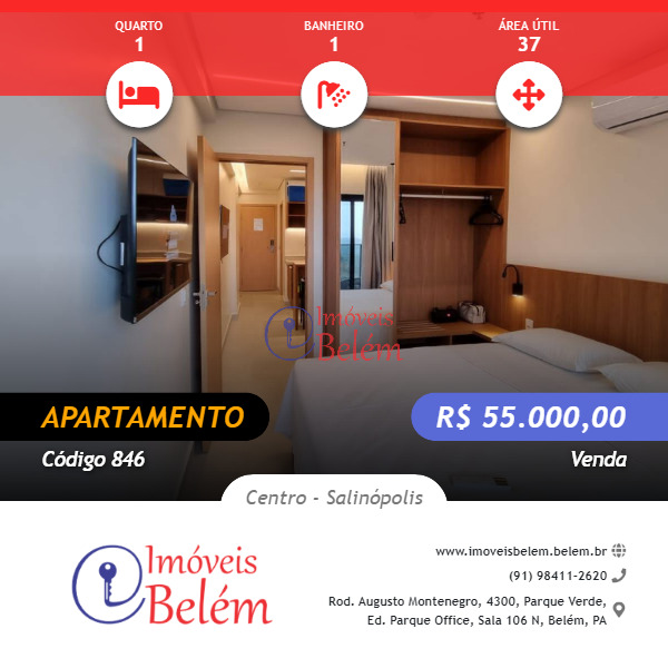 Apartamento à venda com 1 quarto, 37m² - Foto 1