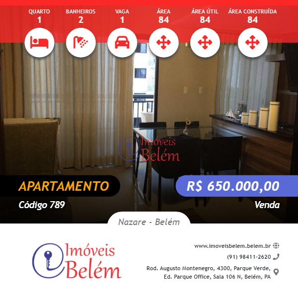 Apartamento à venda com 1 quarto, 84m² - Foto 1